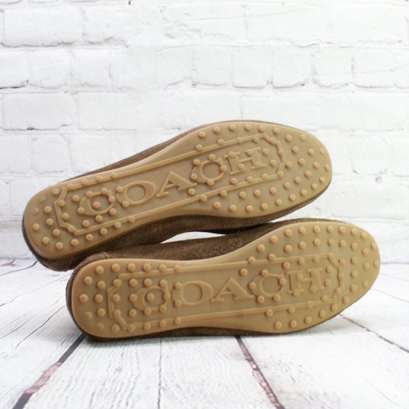 Coach Fortunata Brown Suede Logo Moc Toe Loafers Driving Shoes Size 8.5 - Picture 9 of 9